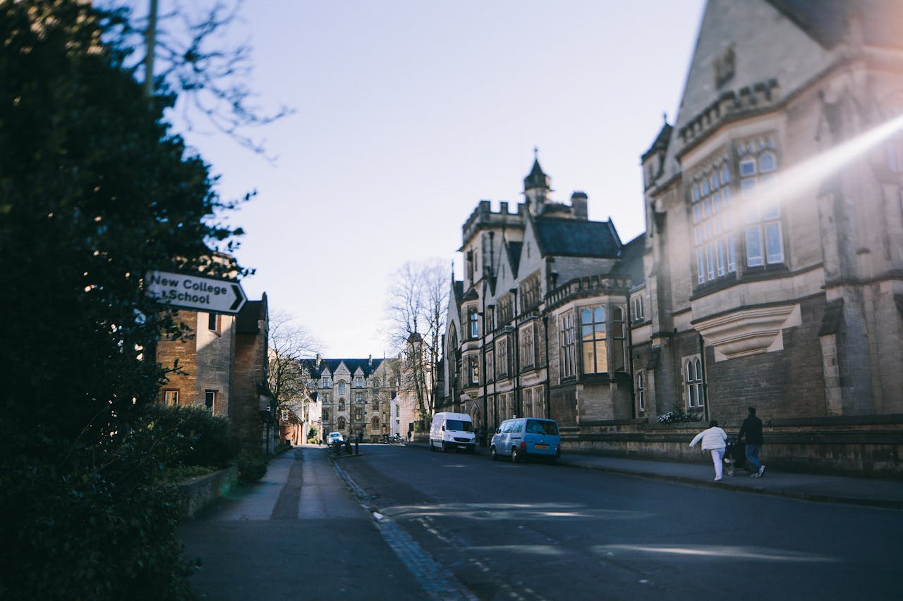 Quaint street scene with historic architecture, capturing the essence of a classic old town.